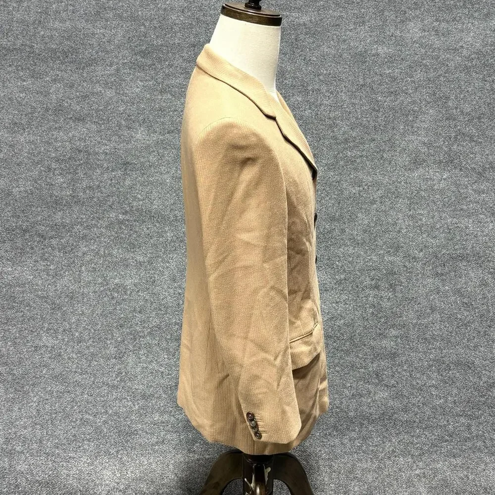 Isaia Blazer Mens IT 46 Beige Wool Elscheidt Stripe Made Italy Sport Coat Jacket